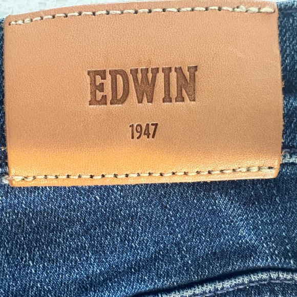 EUC - Edwin Anthropologie Pixie 9" Mid-Rise Skinny Jeans Dark Indigo Wash - Picture 3 of 12